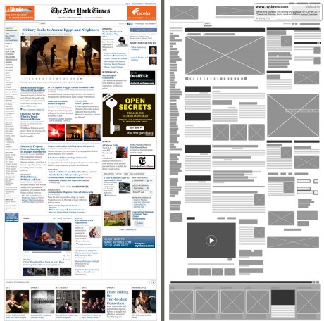The New York Times - Original vs Wirify wireframe