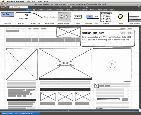 Wirify Pro wireframe exported into Balsamiq - CNN International