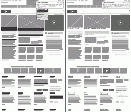 CNN International - Wirify wireframe with headings