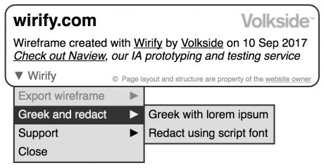 Wirify - Greek and redact menu