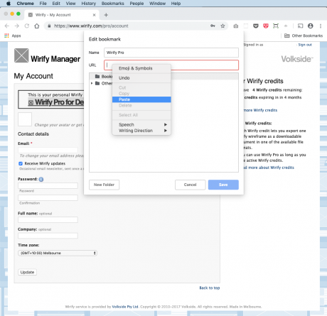 Install Wirify Pro bookmarklet on Chrome - Step 3