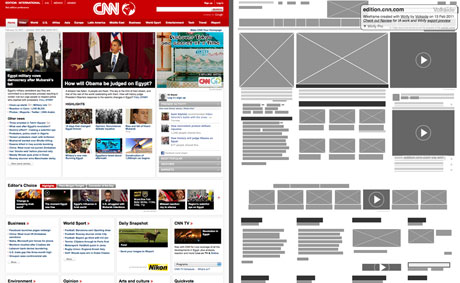 CNN International - Original vs. Wirify wireframe CNN International - Original vs. Wirify wireframe